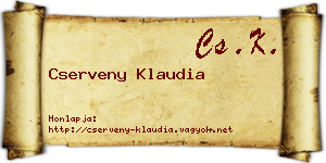 Cserveny Klaudia névjegykártya